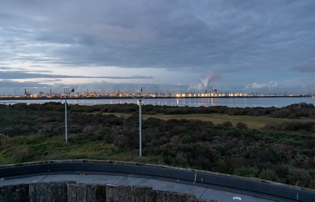 Uitzicht vanaf uitkijktoren Aan Zee na zonsondergang